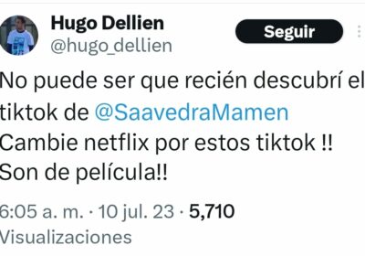 | El tenista boliviano @hugo_dellien halagó los videos de Tik tok del concejal…