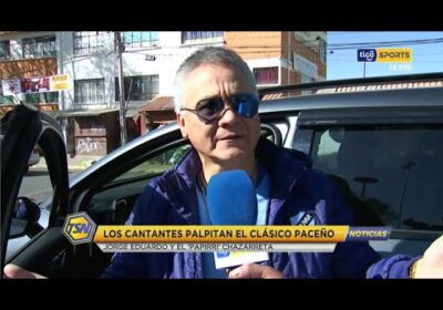 Los cantantes, Jorge Eduardo y el ‘Papirri’ Chazarreta, palpitan el superclásico paceño.