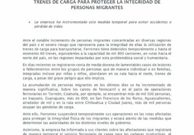 🇲🇽 | Ferromex informó que suspende trenes de carga con la finalidad de proteger…