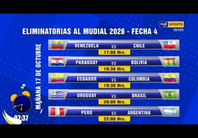Conozcamos los próximos partidos de la fecha 4 por las Eliminatorias Sudamericanas Mundial 2026⚽️🏆