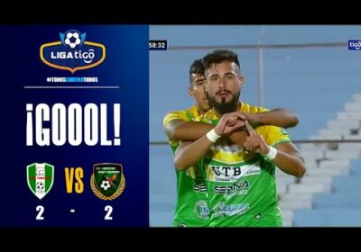 58′ ¡Gol de Gran Mamoré! Gran disparo de Maximiliano Lemos de tiro libre para marcar un golazo.