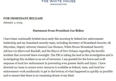 🇺🇸 | El presidente Joe Biden condenó el ataque en Nueva Orleans, donde un…