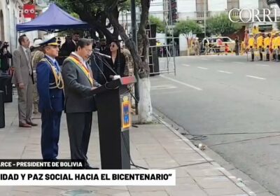 En la ceremonia de apertura del Año del Bicentenario, en Sucre, el presidente Luis…