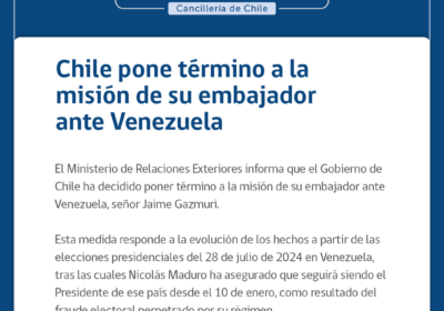 | El Ministerio de Relaciones Exteriores de #Chile anunció este martes que retirará…