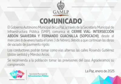 | La alcaldía de #LaPaz informa que la intersección de las calles Abdón…