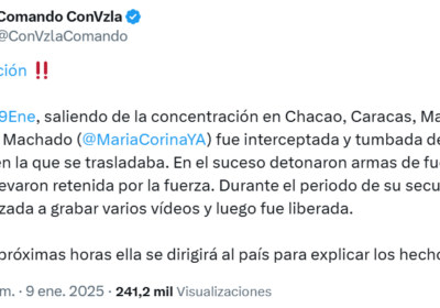 | El Comando Nacional de Campaña de @MariaCorinaYA informa que, durante el periodo…