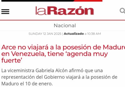 Si Arce Catacora es antiimperialista, ¿por qué no asistió a la asunción de Nicolás…