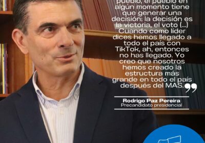 ️ #BoliviaElige2025 | @Rodrigo_PazP: 𝐒𝐢𝐧 𝐥𝐚𝐬 𝐠𝐫𝐚𝐧𝐝𝐞𝐬 𝐦𝐚𝐲𝐨𝐫í𝐚𝐬, 𝐬𝐢𝐧 𝐥𝐚𝐬 𝐜𝐚𝐥𝐥𝐞𝐬, 𝐧𝐨 𝐯𝐚𝐬 𝐚…