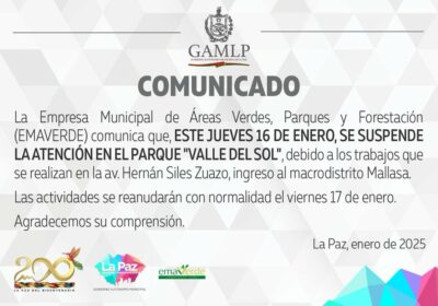 | La alcaldía de #LaPaz informa que la atención en el parque Valle…