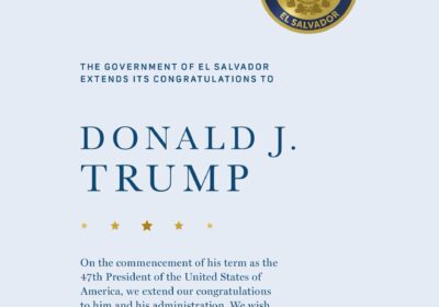 🇸🇻🇺🇸 | ÚLTIMA HORA El Salvador felicita a Donald Trump por asumir como el…