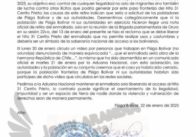 Corregidor de la Comunidad Fronteriza de Pisiga Bolfvar desmiente a Aduana Nacional: «…retiro del…