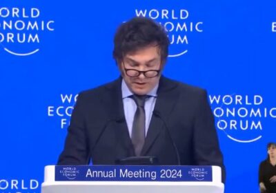 Durante su intervención en el Foro de Davos, el presidente de Argentina, Javier Milei,…