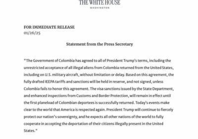 🇨🇴🇺🇸 | ÚLTIMA HORA Colombia acepta los términos de Trump para recibir a deportados…