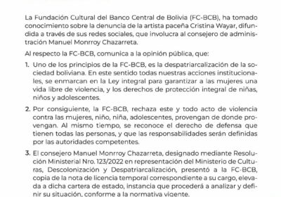 Señores Fundación Cultural del Banco Central de Bolivia, ¿en qué consiste el trabajo de…