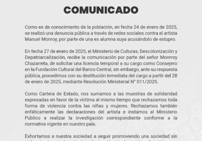 | El Ministerio de Culturas informa que Manuel Monroy, artista conocido como «El…