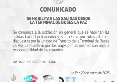 | La Terminal de Buses de #LaPaz habilitó las salidas hacia los departamentos…