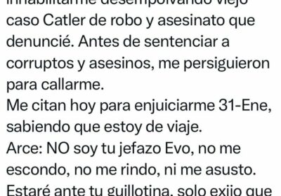 Rechazamos la persecución política que reactivó el gobierno masista contra @tutoquiroga, uno de los…