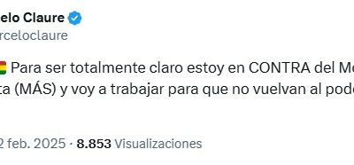 | #Política El empresario boliviano Marcelo Claure afirmó que está en contra del…