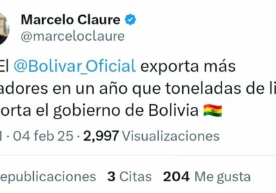 | El empresario Marcelo Claure cuestiona las exportaciones de litio y afirma que…