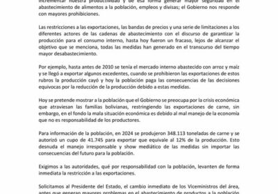 | La Cámara Agropecuaria del Oriente (CAO) exige al Gobierno levantar inmediatamente la…