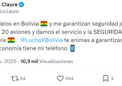 | El empresario @marceloclaure ofreció traer 20 aviones en 60 días si Bolivia…