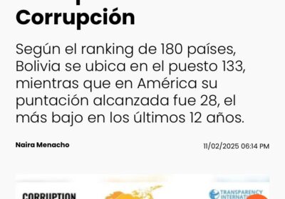 Bolivia está entre los países más corruptos de América Latina, el informe publicado por…