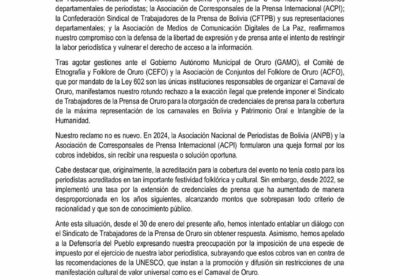 | Asociaciones de periodistas del país rechazan “la exacción ilegal” que pretende imponer…