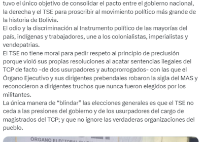| 𝐄𝐕𝐎 𝐂𝐔𝐄𝐒𝐓𝐈𝐎𝐍𝐀 𝐄𝐋 𝐓𝐄𝐑𝐂𝐄𝐑 𝐄𝐍𝐂𝐔𝐄𝐍𝐓𝐑𝐎 𝐌𝐔𝐋𝐓𝐈𝐏𝐀𝐑𝐓𝐈𝐃𝐀𝐑𝐈𝐎 El expresidente Evo Morales denunció que…
