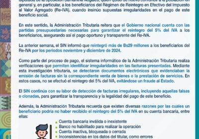 | Ante denuncias de presuntas irregularidades en el pago del Re-IVA, el Servicio…