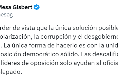 | “Las descalificaciones entre las fuerzas y los líderes de oposición solo ayudan…