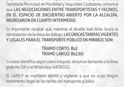 | La alcaldía de #LaPaz informa que, mientras se reinstala la mesa de…