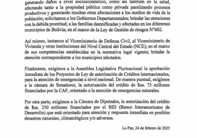 | La FAM- #Bolivia solicita a los gobiernos departamentales, viceministerio de Defensa Civil,…