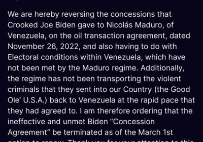 🇺🇸🇻🇪 | ÚLTIMA HORA: Donald Trump acaba de revocar las concesiones petroleras que Biden…