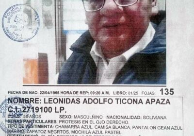 #Aviso Buscan al ciudadano Leónidas Adolfo Ticona Apaza de 58 años, que está desaparecido…