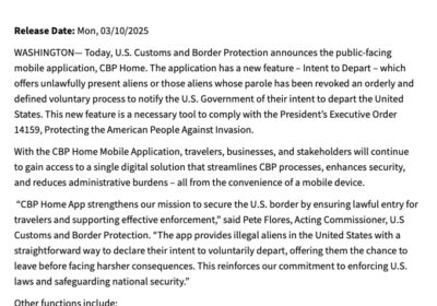 🇺🇸 | ÚLTIMA HORA El gobierno de Trump lanza la app “CBP Home” con…