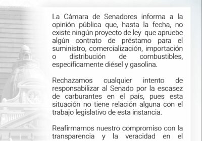 | La Cámara de Senadores informa que, hasta la fecha, no existe ningún…