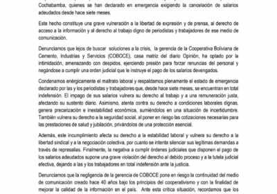 | La ANPB y las nueve asociaciones departamentales de periodistas de #Bolivia expresan…