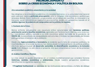 | La UMSA expresa su preocupación por la crisis económica y política del…
