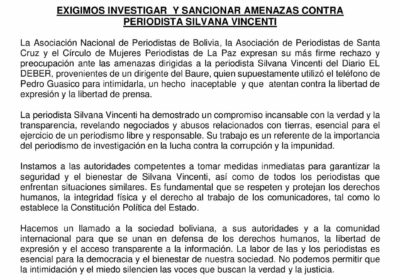 | La Asociación Nacional de Periodistas de #Bolivia, la Asociación de Periodistas de…