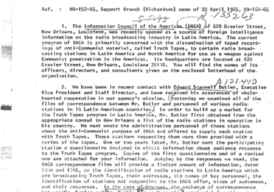 [] — Este documento detalla la relación entre la CIA y el Information Council…
