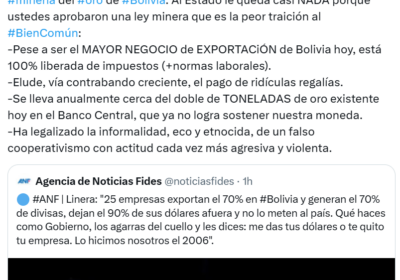 | Tras la propuesta de García Linera de presionar a exportadores, la senadora…