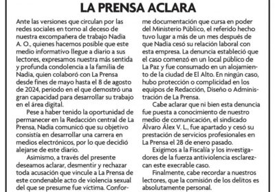 #GrupoFides | #ANF #Seguridad El periódico @laprensaboli aclaró que la periodista Nadia A. O.…