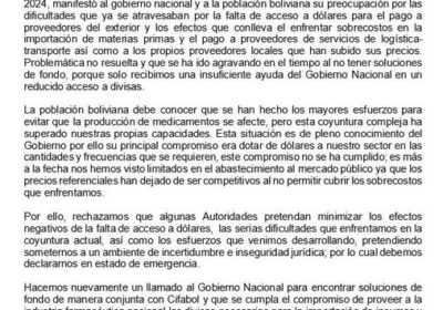 #Último | La industria farmacéutica de Bolivia se declara en emergencia por falta de…