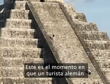 Un turista alemán subió a la pirámide Castillo de Chichén Itzá burlando a la…