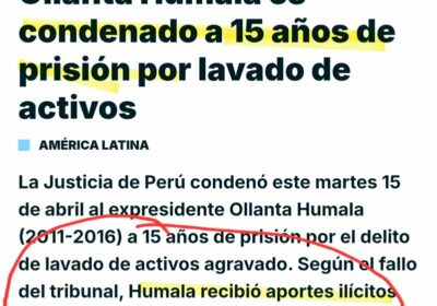 Expresidente de #Peru condenado a 15 años de prisión, por recibir recursos corruptos de…