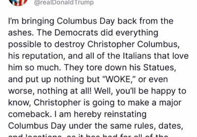 🇺🇸 | Donald Trump anuncia que «reinstaurará» el Día de Colón el 12 de…
