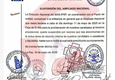 Ampliado de emergencia del MÁS que debía realizarse mañana queda suspendido. “Estamos eligiendo a…