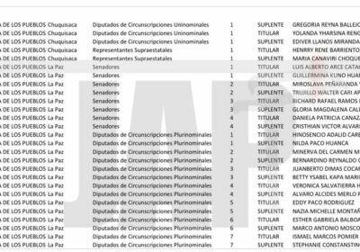 Y aquí la prueba! La lista oficial de candidatos del MÁS donde Luis Arce…