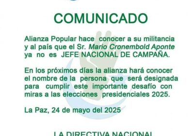 Y Mario Cronembold es cambiado se su rol como jefe de campaña de Andrónico…