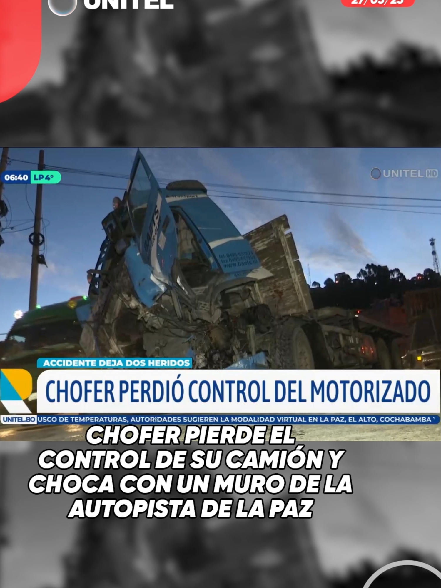 Chofer pierde el control de su camión y choca con un muro de la ...